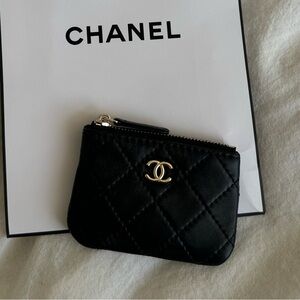 Chanel Black Quilted Wallet Iconic CC Logo